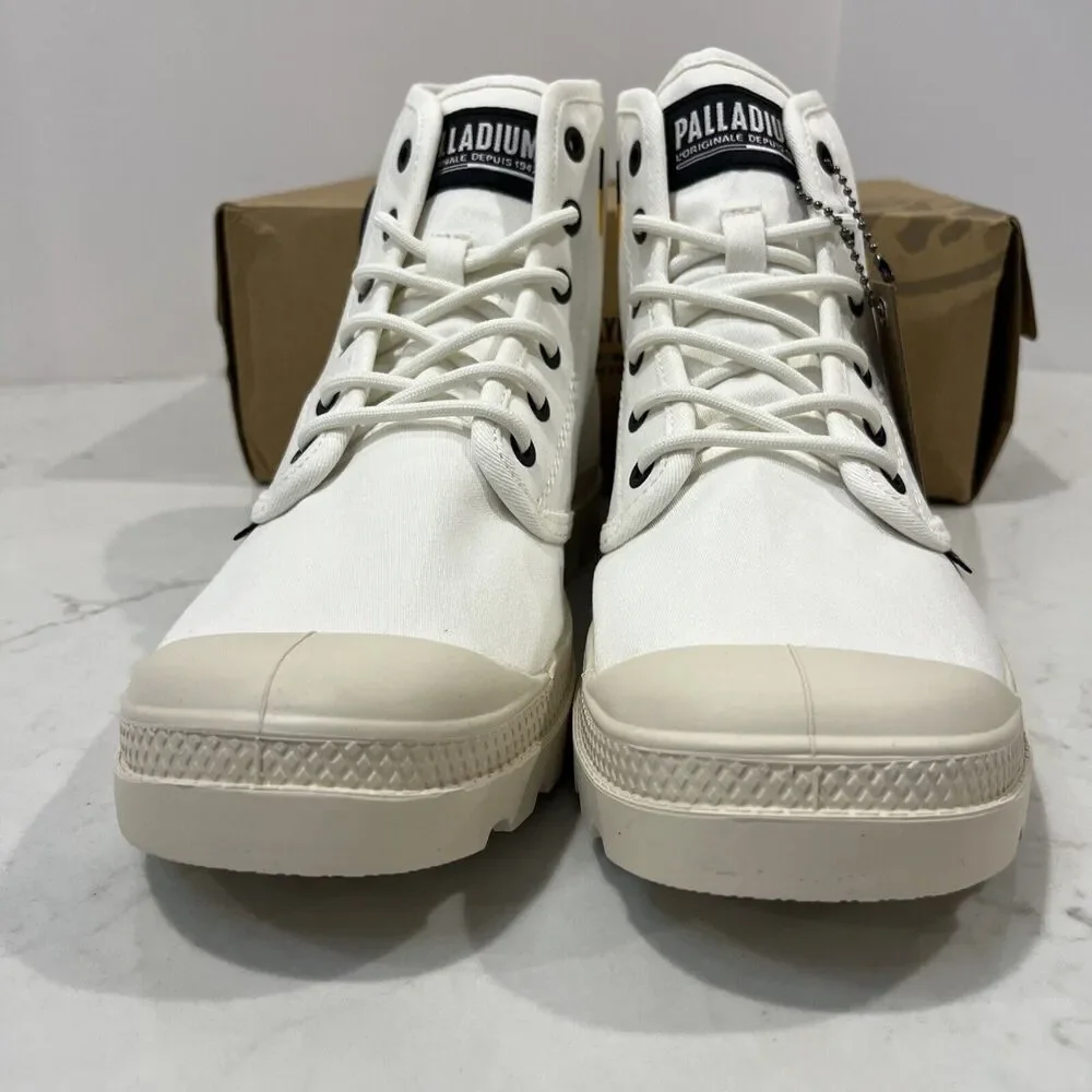 Palladium Pampa HI Htg Supply Star‎ White Combat Boots M 8 , W 9.5 Canvas NEW